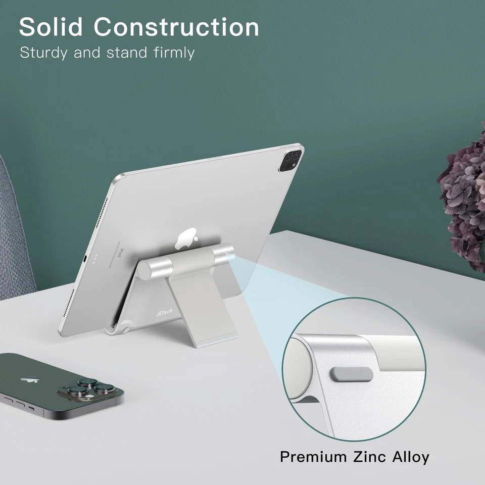 Soporte para Tableta JETech, Soporte de Escritorio Portátil Ajustable, Plateado Foto 4 de 4