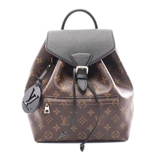 LOUIS VUITTON Montsouris PM M45515 BACKPACK BAG Brown Monogram Black Leather '21