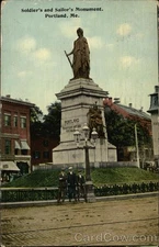 Portland,ME Soldiers Sailors Monument Tichnor 1914 Cumberland County Vintage PC