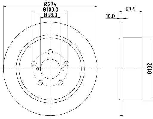 HELLA 8DD 355 114-641 Disco freno pieno, senza bullone fissaggio ruota - Immagine 2