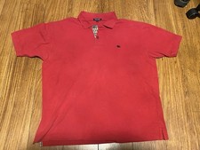 Burberry London Polo Shirt XL Red Nova Check Collar 100% Cotton Short Sleeve