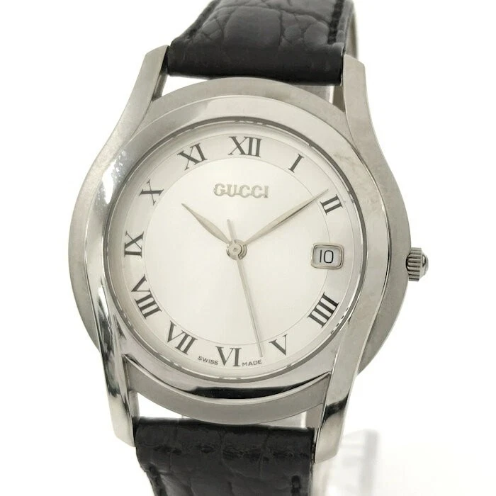 Gucci G Class 5500M cadran argenté SS cuir montre à quartz pour homme KI250418131