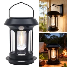 4 Modes Solar Motion Sensor Hanging Light Outdoor Camping Lantern Garden Lamp US