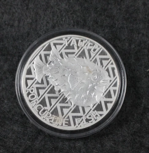 2021 .999 silver 1 oz Porcupine Fish Tokelau BU in Capsule