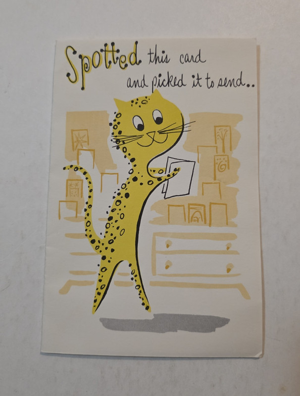 Vintage Happy Birthday Greeting Card Spotted Leopard Cat Birthday Card