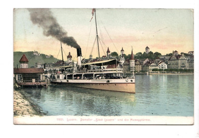 8242- Luzern Dampfer Luzern und die Musseggtürme