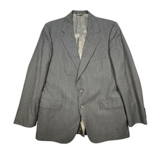 Vtg Polo University Club by Ralph Lauren Grey Pinstripe Virgin Wool Blazer 42R
