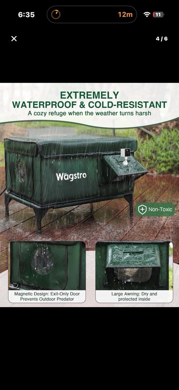 Wagstro Heated Insulated Outdoor Cat Kennel, Waterproof Cold-Resistant, Green