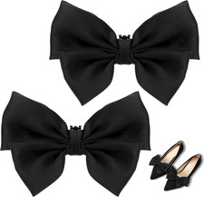 Dekorative Schuhclips Schleifen f&uuml;r Damen und M&auml;dchen, Satin, 2St&uuml;ck, schwarz
