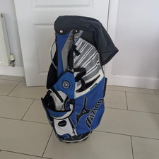 Mizuno Stand Golf Bag Blue/Black/White 4-Way Dividers Rain Cover Strap