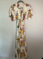 Reformation White Floral V-Neck Short Sleeve Wrap Maxi Dress Bouquet Size XS