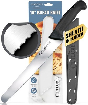 Bread Knife with Cover   10'' Razor-Sharp Serrated Stainless Steel Blade, Ergo...