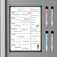 Weekly Calendar for Fridge,12 8 Magnetic Fridge 12''x8'', White