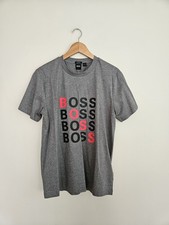 NWT HUGO BOSS Men's Tshirt Logo Jersey Cotton Crew Neck Short Sleeve Medium Gray