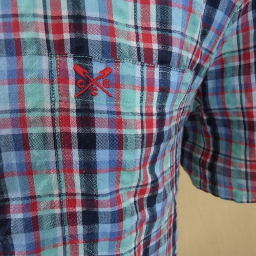Crew Clothing Co Mens Shirt Size XL Short Sleeves Multi Check Cotton With Logo - Picture 4 of 10