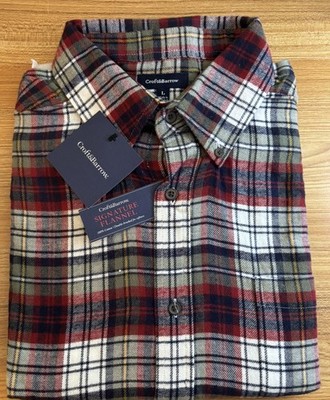 CROFT & BARROW MENS DOUBLE BRUSHED FOR SOFTNESS SIZE LARGE COLOR RED PLAID