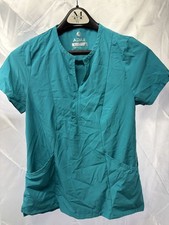 ADAR Addition Teal Scrub Top Short Sleeve Size S H3