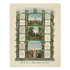 1890 The Prayers & The Ten Commandments of Our Lord Poster Print Wall Art