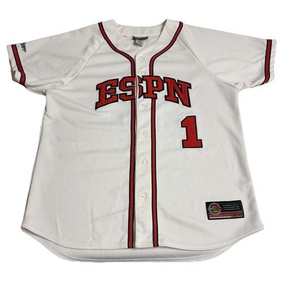 Vintage ESPN Baseball Jersey #1 White and Red Size Large 2000s