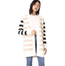 Diane Von Furstenberg Angora Wool Cardigan Sweater Long Knit Size Large Striped