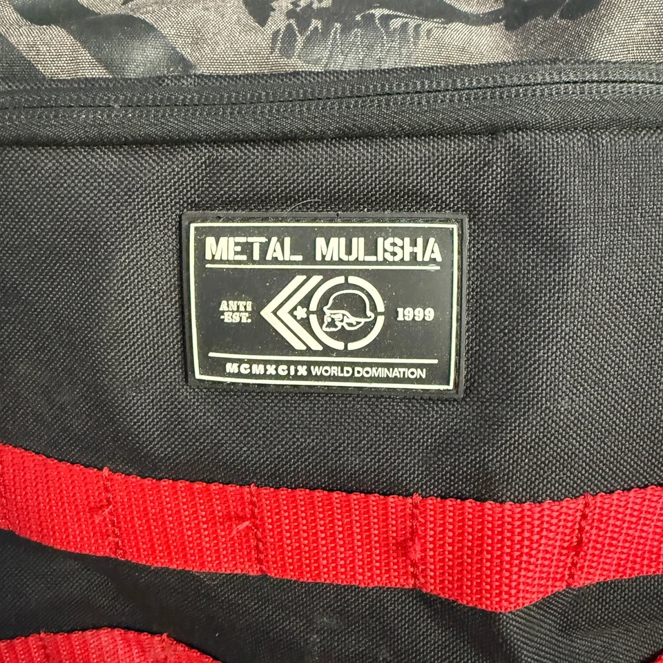 Mochila Mulisha de Metal Negra Gris Roja Calavera Estrellas Logo Laptop Bolsa de Viaje Foto 4 de 4