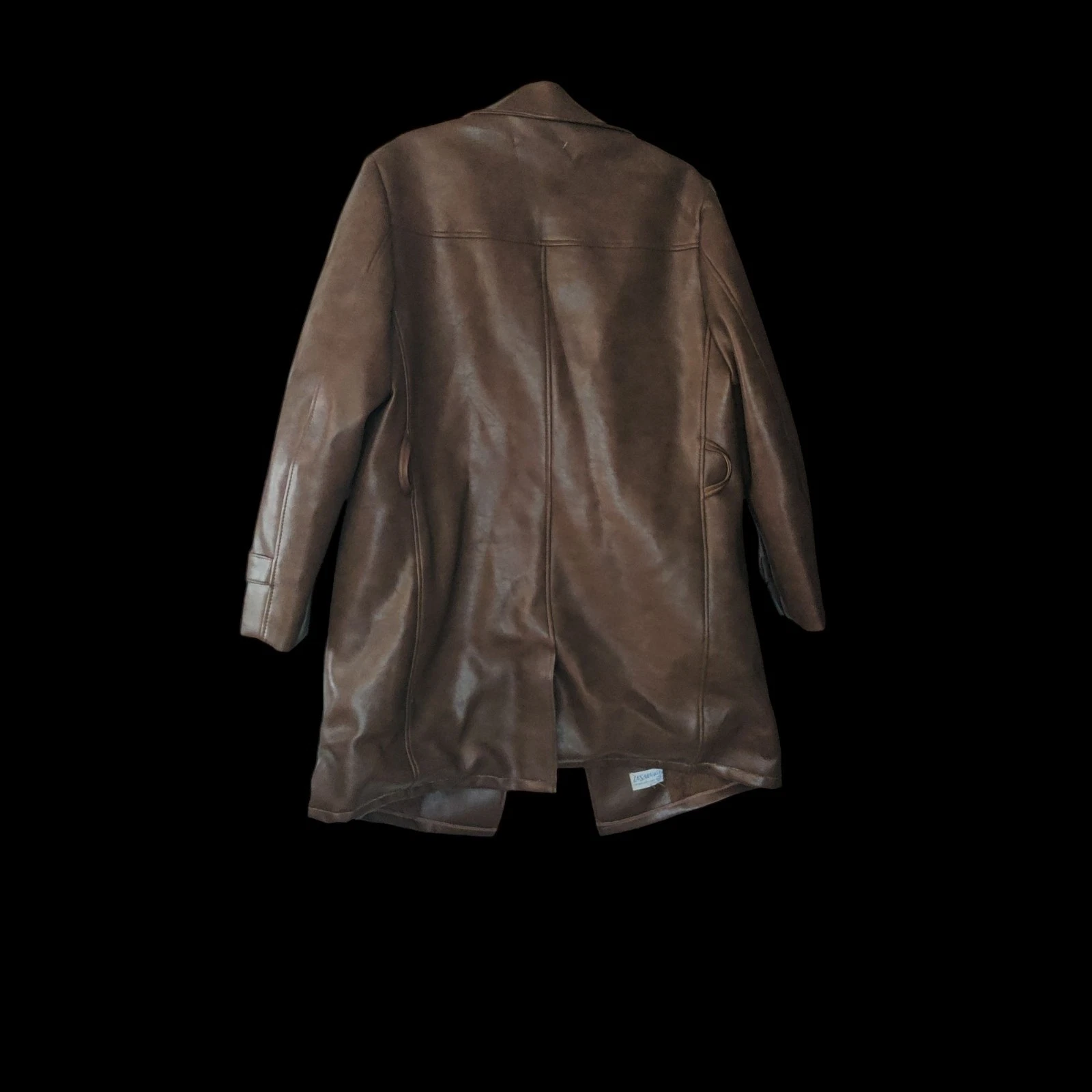 Vintage Le Sauvage Faux Leather Jacket  Men 40 Brown Disco Mob 70s Barnstormer image 2