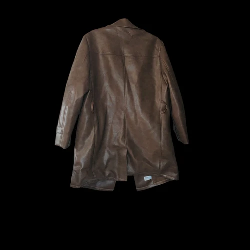 Vintage Le Sauvage Faux Leather Jacket  Men 40 Brown Disco Mob 70s Barnstormer image 2