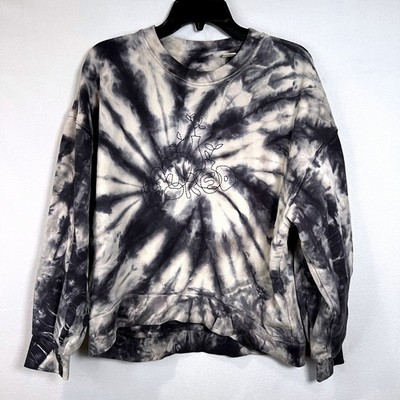 Levi's Tie Dye Embroidered I'm Bored Sweatshirt Hi Lo Womens M Skater Grunge