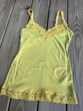 Y2K Abercrombie Fitch White Lace Trim V-neck Cami Tank Top Moose Women s Sz L