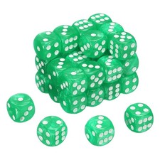 48Pcs 6 Sided Colored Standard Dice, Acrylic D6 Pearl Pattern Dice, Light Green