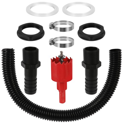 #ad CAKKVDE 10 Piece Water Butt Connector Kit Includes 2x 2.5cm One Size Black GBP 24.19