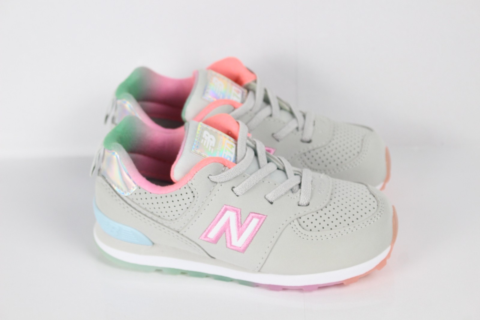 New Balance Kids 574 Bungee Slip On Sneakers Size 9 Grey Multi ID574H1