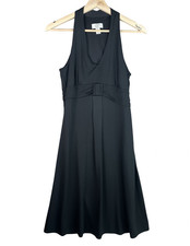 Ann Taylor LOFT Petites Women’s Black V-Neck Halter Fit & Flare Dress 4P