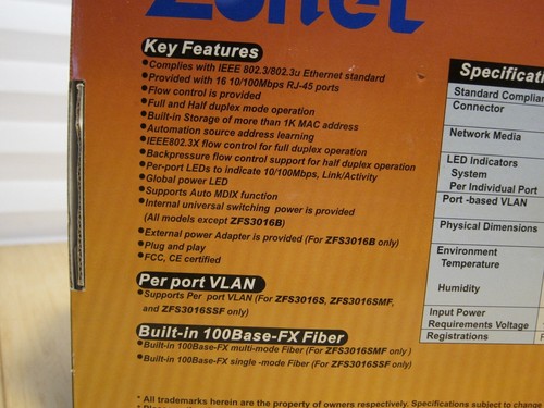 Zonet ZFS3016 16-Port 10-100 Auto-MDIX Ethernet Network Switch - Picture 4 of 6