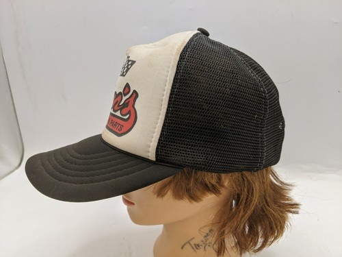 Vintage Ganns Race Car Parts Mesh Trucker Hat Cap White Black Checkered Flag - Picture 3 of 10