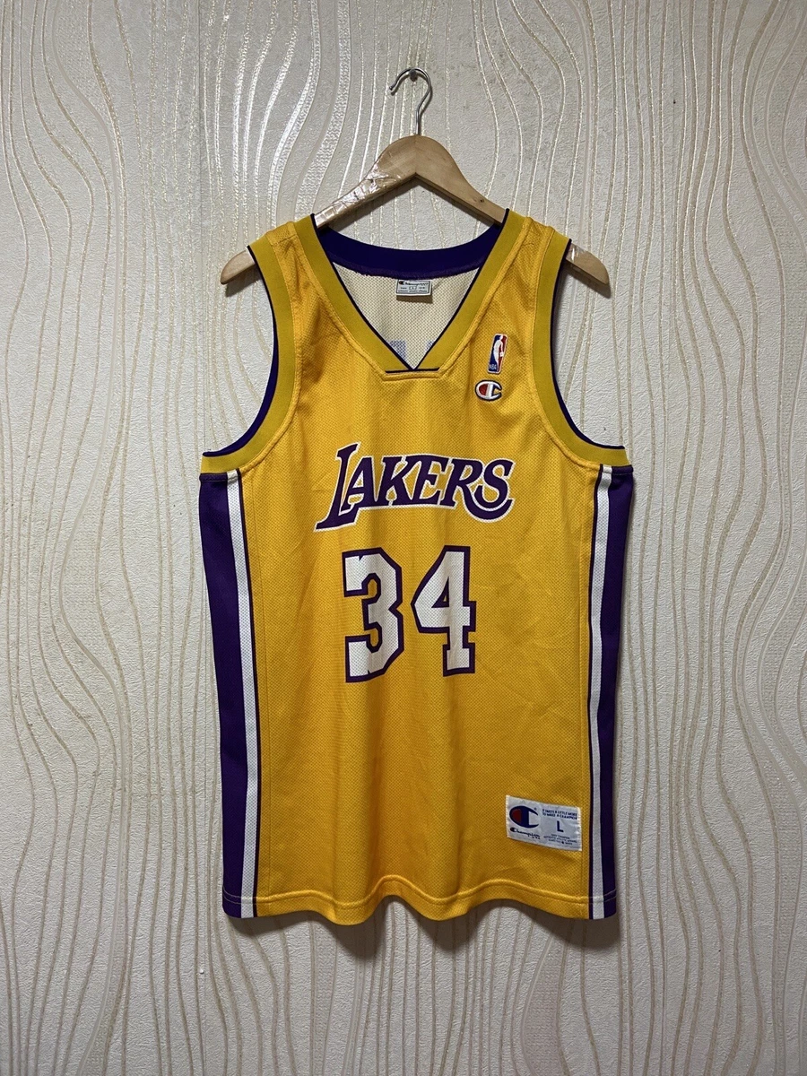 Vintage Champion Shaq O'neal 34 Los Angeles Lakers Gold 