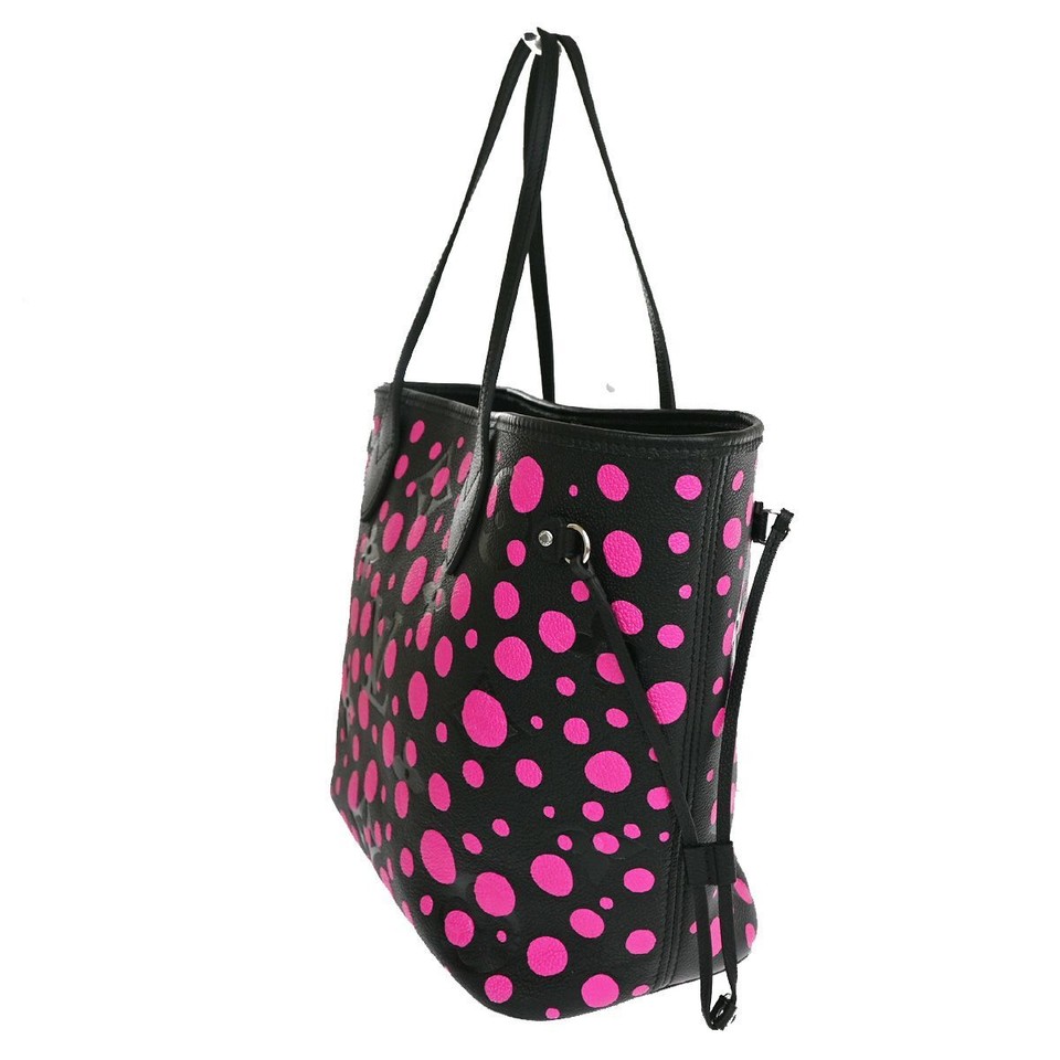 LOUIS VUITTON LV x YK Neverfull MM M46419 noir fuchsia RFID TAG Tote