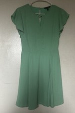 Banana republic womens dress size 0 fit flare Mint Green V-neck  Short  Sleeve