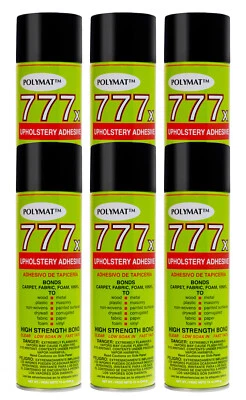 QTY6 12oz Can of Polymat 777 Spray Glue UPHOLSTERY Adhesive