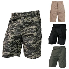 Mafoose Men's Casual Street Cargo Shorts Army Military BDU Rip Stop Camo Shorts