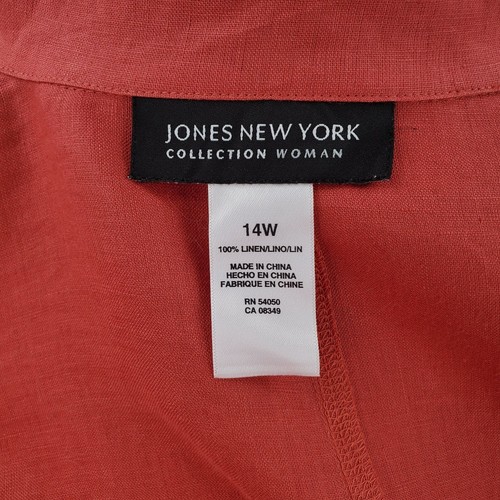 Jones New York Collection Woman Jacket Linen Button Terracotta Size 14W New - Picture 6 of 8