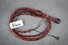 NEW 8FT Kangaroo Leather Bullwhip - 8 foot bull whip, 16 plaits, red and black