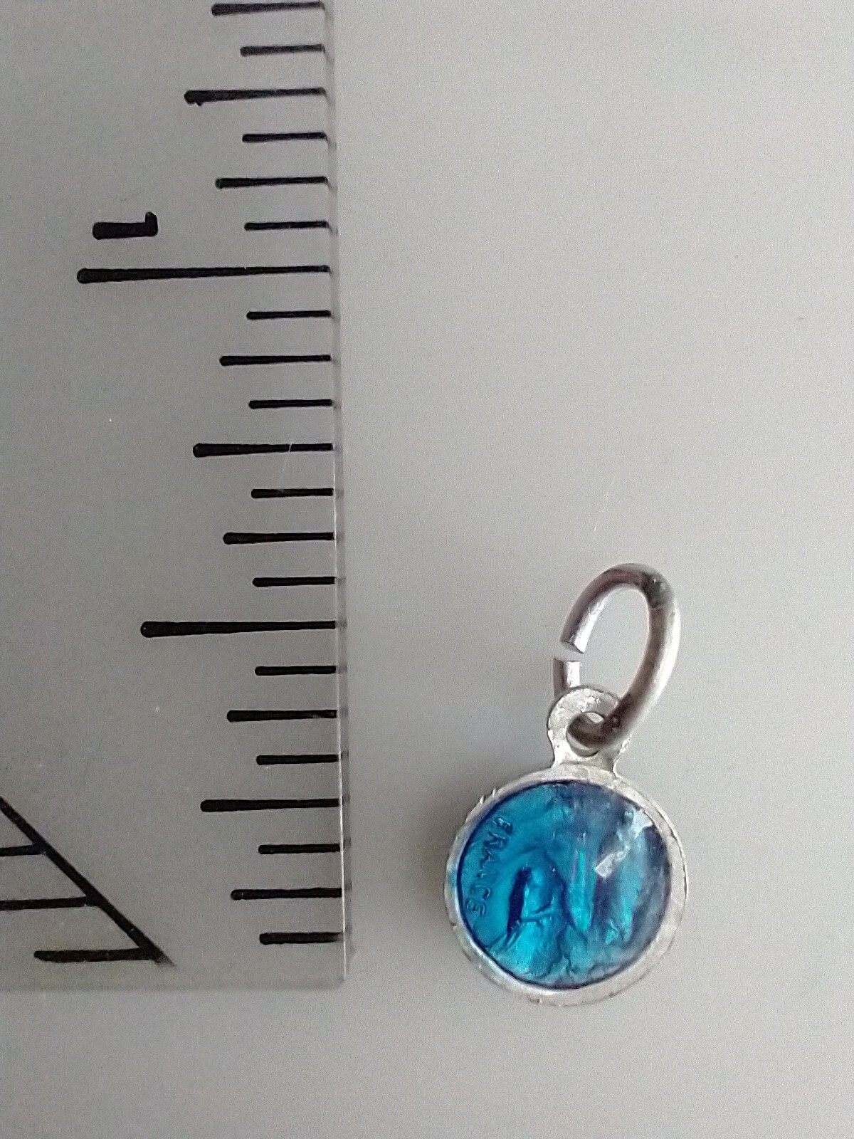 Vintage Catholic Blue Enamel Our Lady of Lourdes Tiny Religious Medal ...