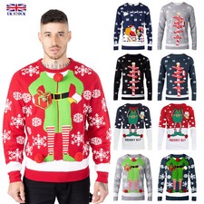 New Men's Christmas Jumpers Xmas Santa To The Pub Reindeer Novelty Pullover Top