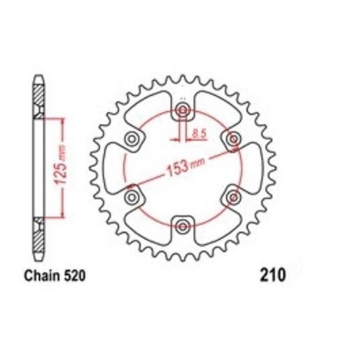Couronne 48 dents pas 520 pour moto Honda CR 125 R 1983-2007
