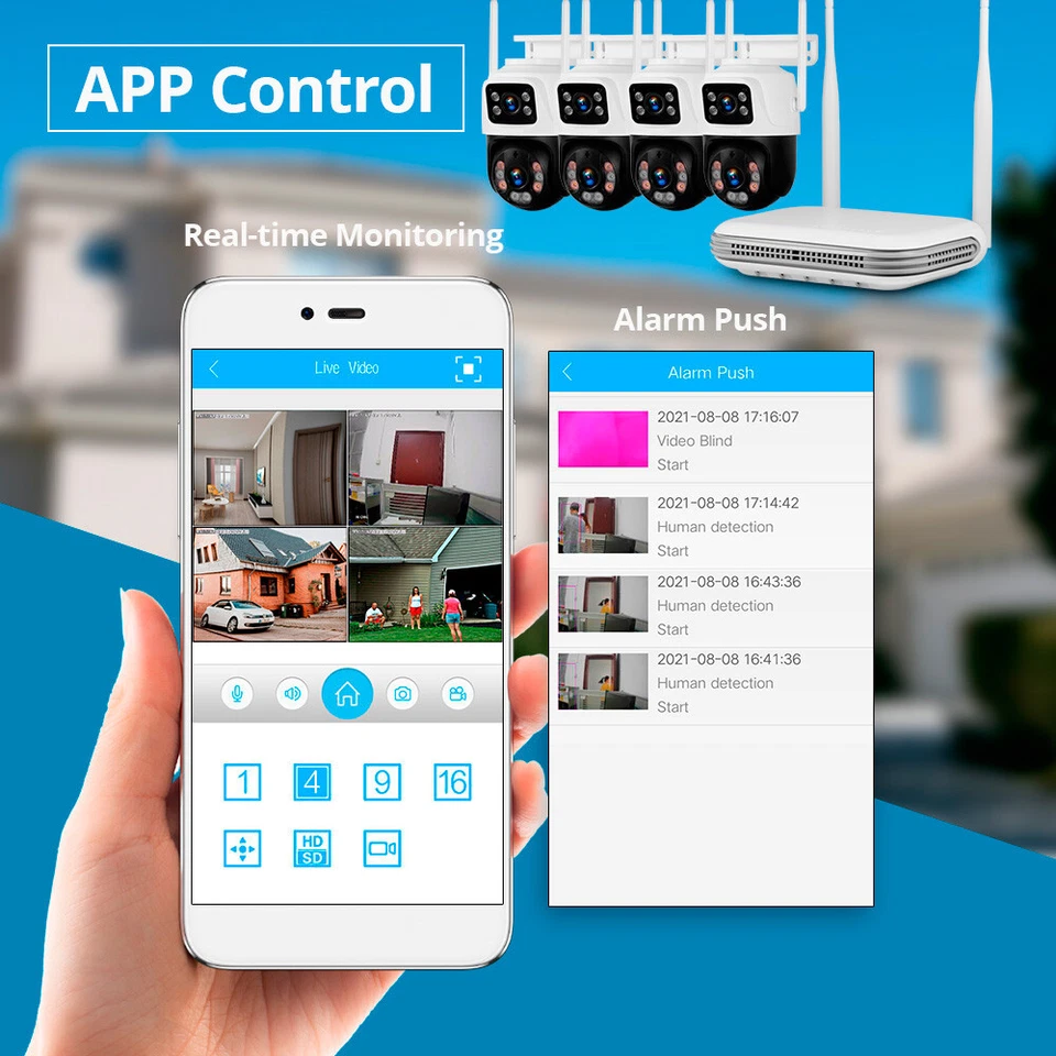 KERUI 6MP 8CH NVR Security Camera System Outdoor Dual lens Audio Wifi Home CCTV - Image 4 of 4