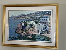 Beautiful HOWARD BEHRENS "Cap Roux 1990" Signed Serigraph Framed 53' x 40"