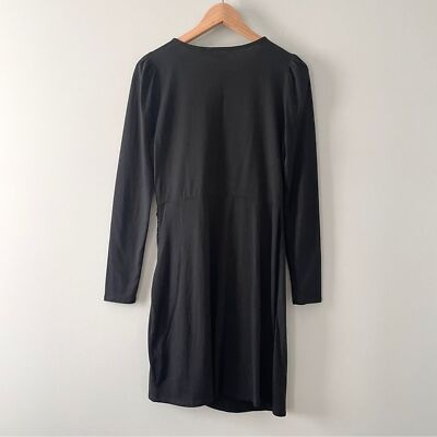 mini black cotton jersey dress Stretch Cotton Jersey Mock Neck Mini Dress