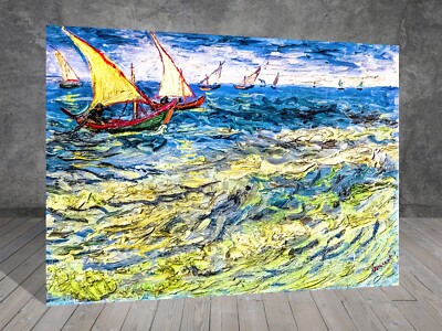 Van Gogh Fischerboote bei Saintes Maries Meer Leinwand Gemälde Kunstdruck 737