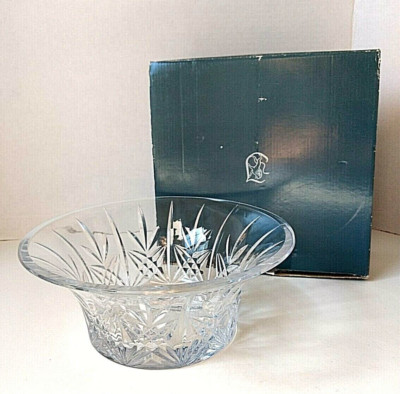Vintage TOWLE CUT CRYSTAL PRESTO HEAVY ROUND BOWL, CZECH REPUBLIC, 8.6''Wide